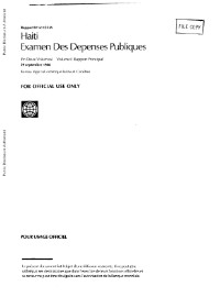 (1986) Haïti Examen Des Dépenses Publiques (En Deux Volumes) Volume I: Rapport Principal