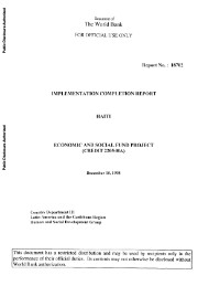 (1998) Implementation Completion Report - Haiti Economic and Social Fund Project