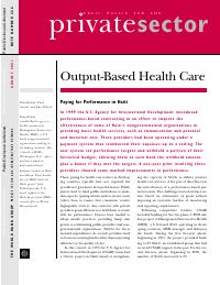 Output-Based Health Care: Paying for Performance in Haiti