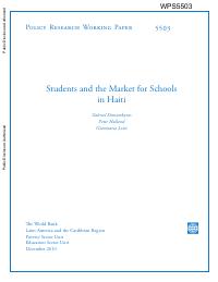 Students and the Market for Schools in Haiti (Policy Research Working Paper 5503)
