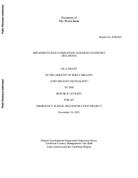 (2012) Implementation Completion and Results Report - Emergency School Reconstruction Project