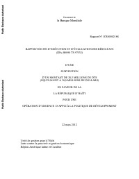 (2012) Implementation Completion and Results Report - Emergency Development Policy Support Operation