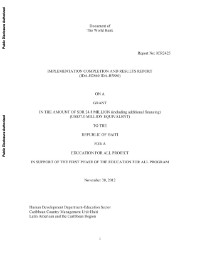 (2012) Implementation Completion and Results Report - Haiti Education for All Project