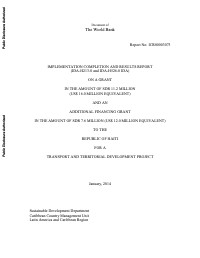 (2014) Implementation Completion and Results Report - Transport and Territorial Development Project