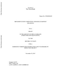 (2015) Pwojè Rekonstriksyon Ijans Pon ak Rediksyon Vilnerabilite