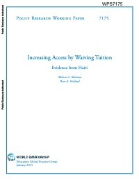 (2015) Increasing Access by Waiving Tuition: Evidence from Haiti