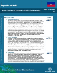 (2017) Republic of Haiti Education Management Information Systems SABER Country Report 2017