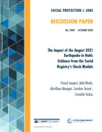 (2023) The Impact of the August 2021 Earthquake in Haiti: Evidence from the Social Registry's Shock Module