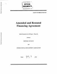 Amended and Restated Financing Agreement, Education for All Project Phase II (Grant H740-0-HT)