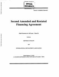 Second Amended and Restated Financing Agreement, Education for All Project Phase II (Grant H740-0-HT)